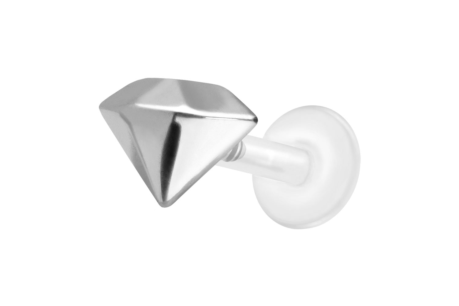 PTFE Labret Piercing mit Innengewinde + Titan-Aufsatz DIAMANT